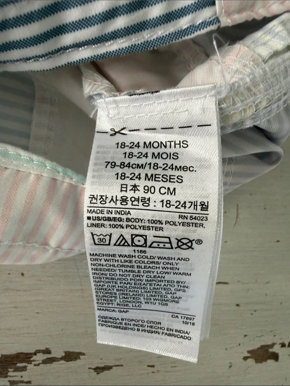 Baby GAP Pastel Patchwork Stripe Swim Trunks - Size 18-24 Months